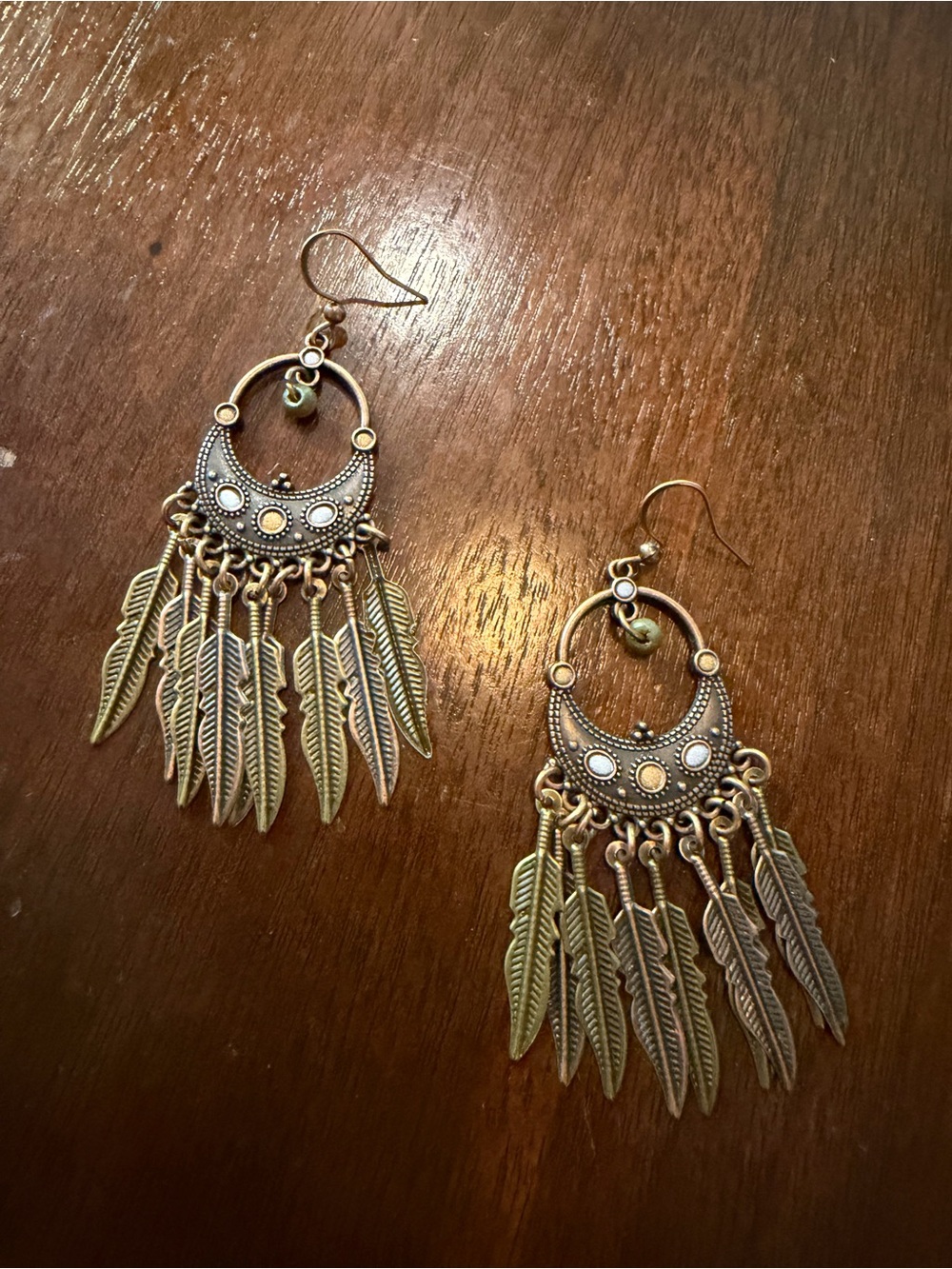 Bohemian Gold Feather Drop Earrings - Women Jewelry
